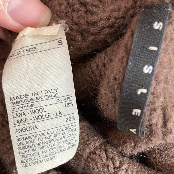 SISLEY Turtleneck Sweater Brown Wool Chunky Angora - Picture 13 of 13